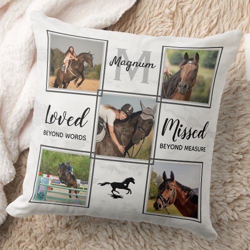 Loving Memory Personalized Pictures Horse Memorial Throw Pillow
