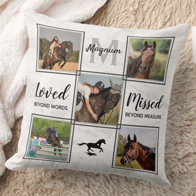 Loving Memory Personalized Pictures Horse Memorial Throw Pillow (Creator Uploaded)