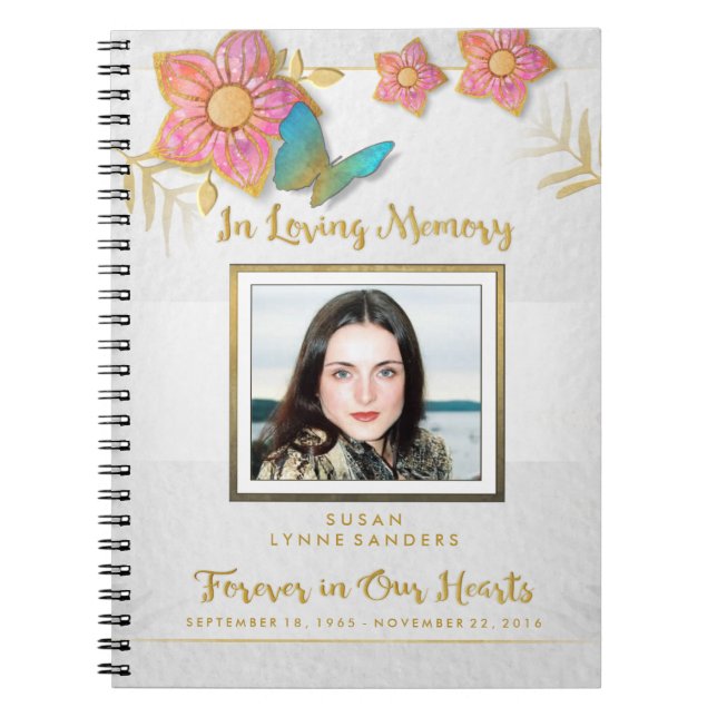 Loving Memory Photo Butterfly Memorial Guest Book (Front)
