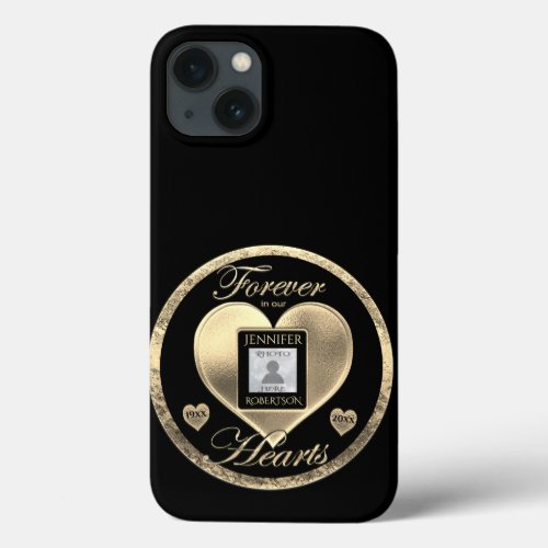 Loving Memory Photo Heart Gold iPhone 13 Case