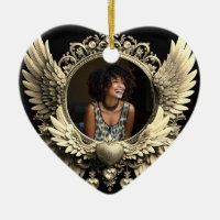 Loving Memory Photo Memorial Diamond Look Ceramic Ornament