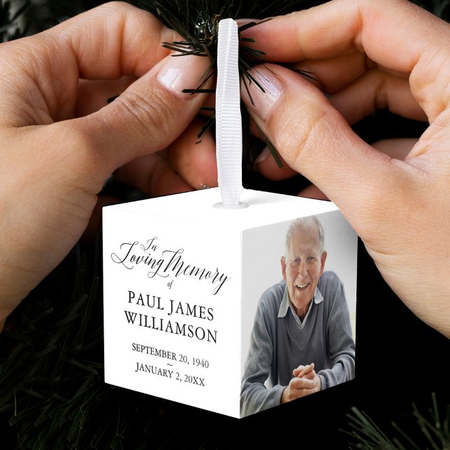 Loving Memory Photo Personalized Memorial Keepsake Cube Ornament (Loving Memory Photo Personalized Memorial Keepsake Cube Ornament)
