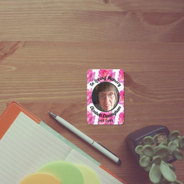 Loving Memory Photo Pink Rose with Poem Memorial  Calling Card (Creator Uploaded)