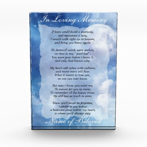 Loving Memory Prayer Acrylic Award | Zazzle