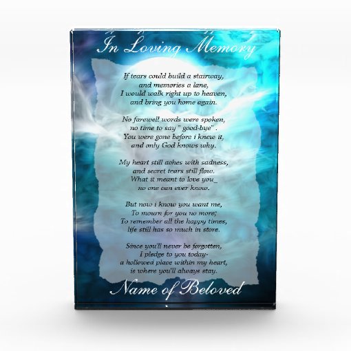 Loving Memory Prayer Award | Zazzle