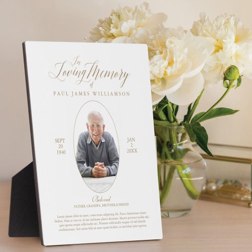 Loving Memory Script  Photo Memorial Keepsake Plaque