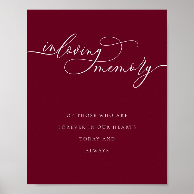 Loving Memory Simple Burgundy missing Poster