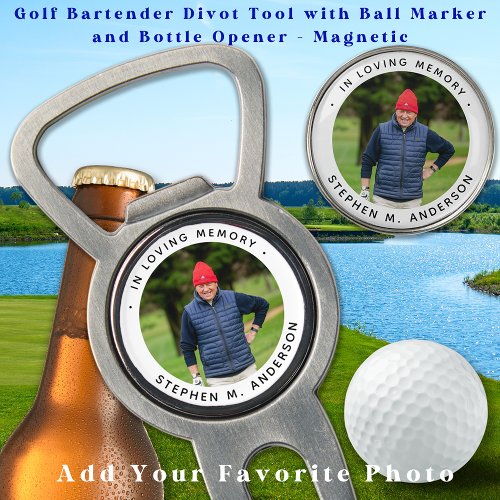 Loving Memory Simple Custom Photo Golfer Memorial  Divot Tool