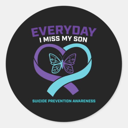 Loving Memory Son Suicide Prevention Awareness  Classic Round Sticker