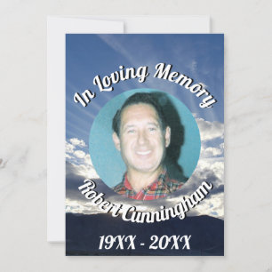 Loving Memory Sunset Cloud Lines Photo Memorial  Invitation