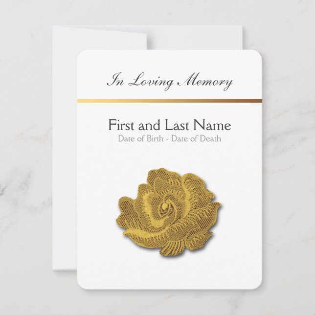 Loving Memory Vintage Rose 1 Funeral Announcement (Front)
