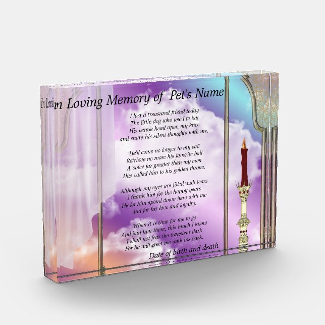 Loving Memory Window to Heaven Male Pet Memorial Award (Left)