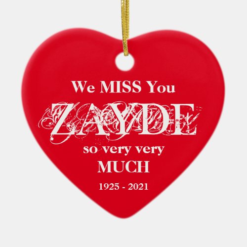 Loving Memory Zayde Personalized Family Names Cute Ceramic Ornament