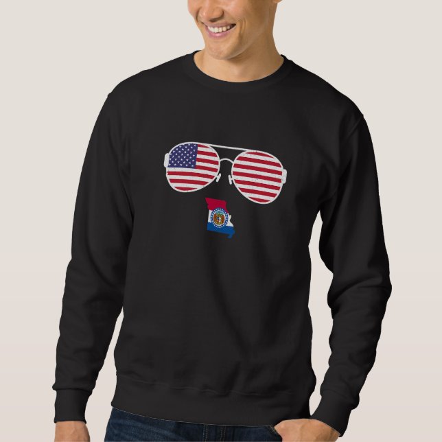 Loving Missouri Flag and USA Flag Sunglasses Proud Sweatshirt (Front)