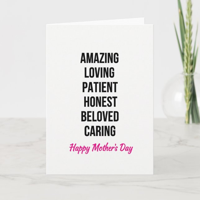 Loving Mom Bold Text Design Card (Front)