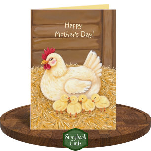 Loving Mom Chicken Sleeping Babies Mother's Day  Card
