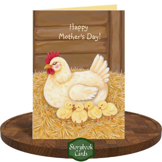 Loving Mom Chicken Sleeping Babies Mother's Day Card