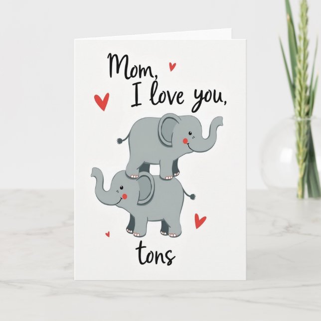 Loving Mom Elephant Art Card (Front)