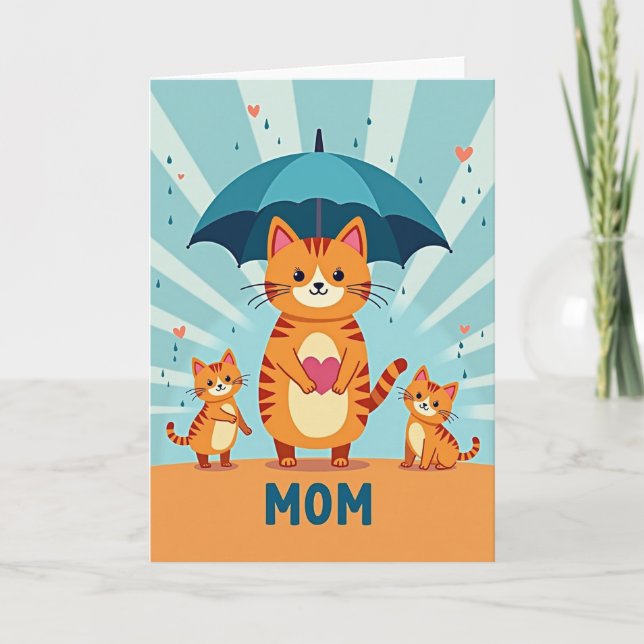 Loving Mom Feline Art Card (Front)