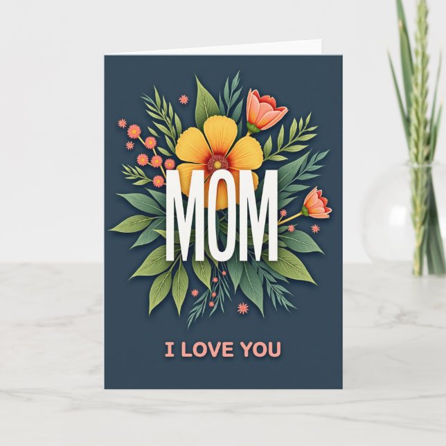 Loving Mom Floral Wreath Card (Front)