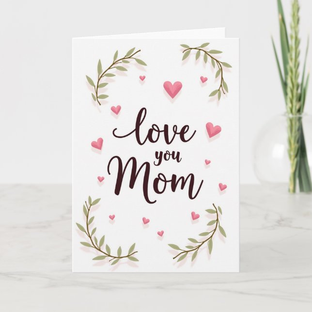 Loving Mom Maroon Script Card (Front)