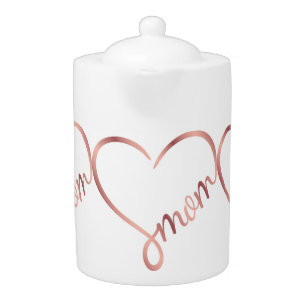 Loving Mom Rose Gold Heart Porcelain Teapot