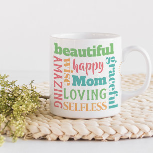 Loving Mom Words - Pretty Multi Color Typography Coffee Mug