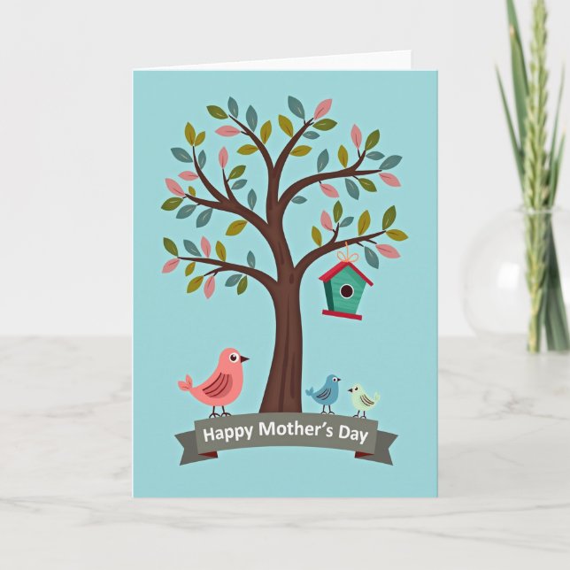Loving Mother Bird Family Card (Front)