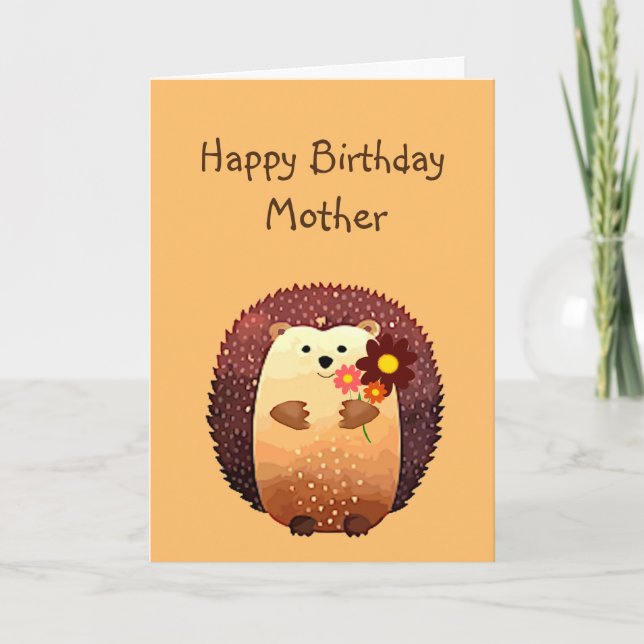 Loving Mother Birthday Cute Hedgehog Animal Card (Front)