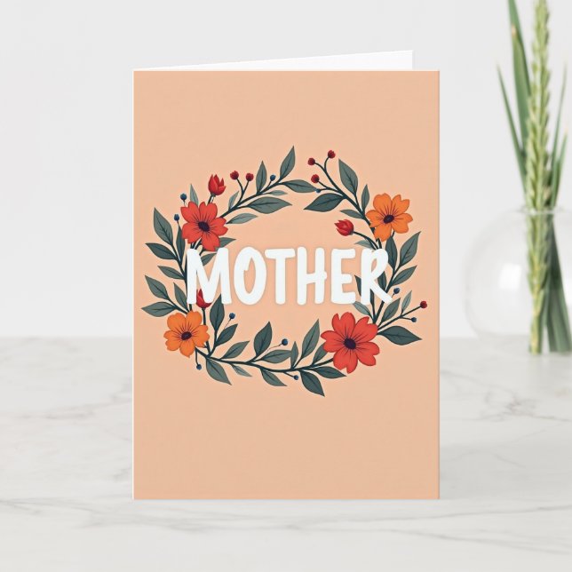 Loving Mother Floral Wreath Card (Front)
