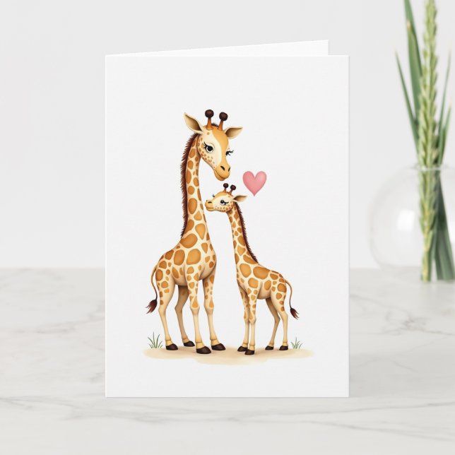 Loving Mother Giraffe Art Card (Front)