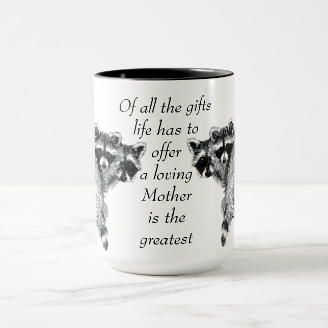 Loving Mother Quote Fun Raccoon family Mug (Center)