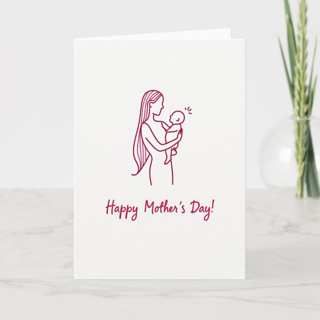 Loving Mothers Day Line Art Card (Front)