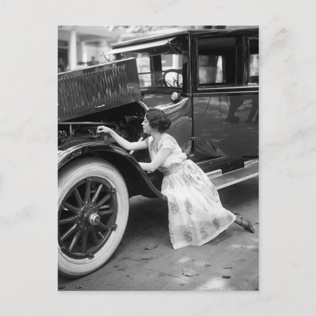 Loving My Old Car, 1920s Postcard (Front)