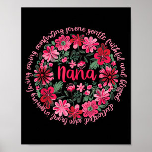 Loving nana boho floral style happy mother's day poster