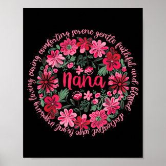 Loving nana boho floral style happy mother's day poster