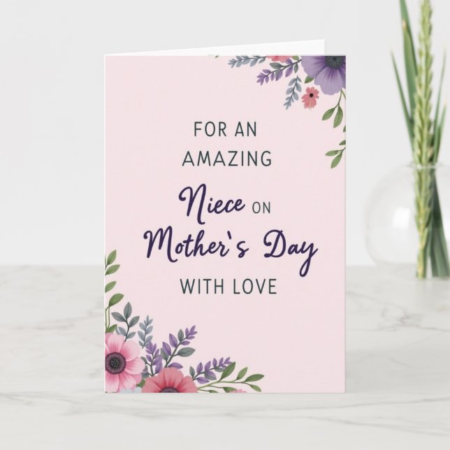 Loving Niece Mothers Day Floral Card (Front)