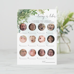 Loving or Labor Greenery Baby Shower Game Invitation