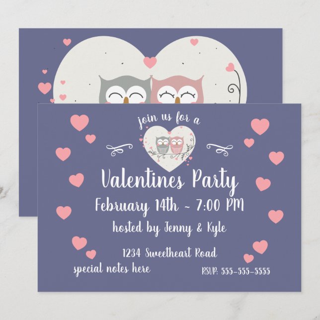 Loving Owls Valentines Day Invitation (Front/Back)