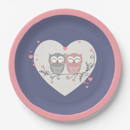 Loving Owls Valentines Paper Plates