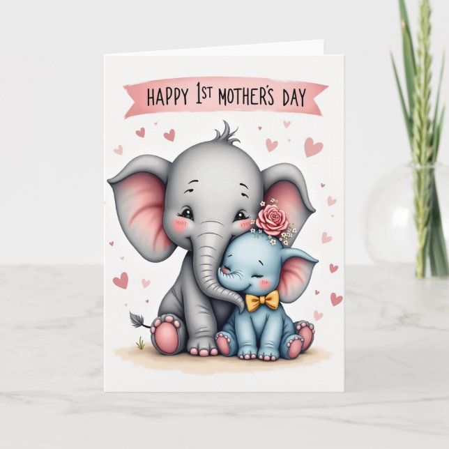 Loving Pachyderm Mothers Day Card (Front)