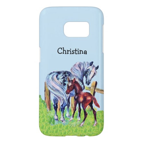 Loving Pastel Colored Mother Horse with Colt Samsung Galaxy S7 Case