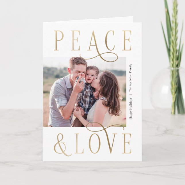 Loving Peace Editable Color Folded Holiday Card (Front)