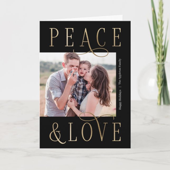 Loving Peace Editable Color Folded Holiday Card (Front)