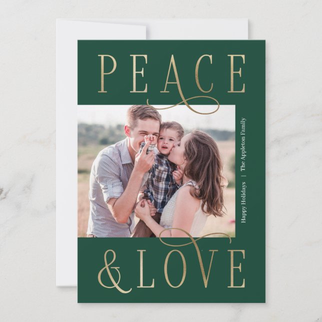 Loving Peace Editable Color Holiday Photo Card (Front)