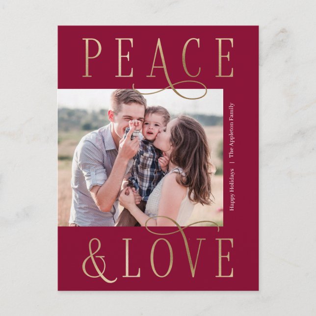 Loving Peace Editable Color Photo Holiday Postcard (Front)