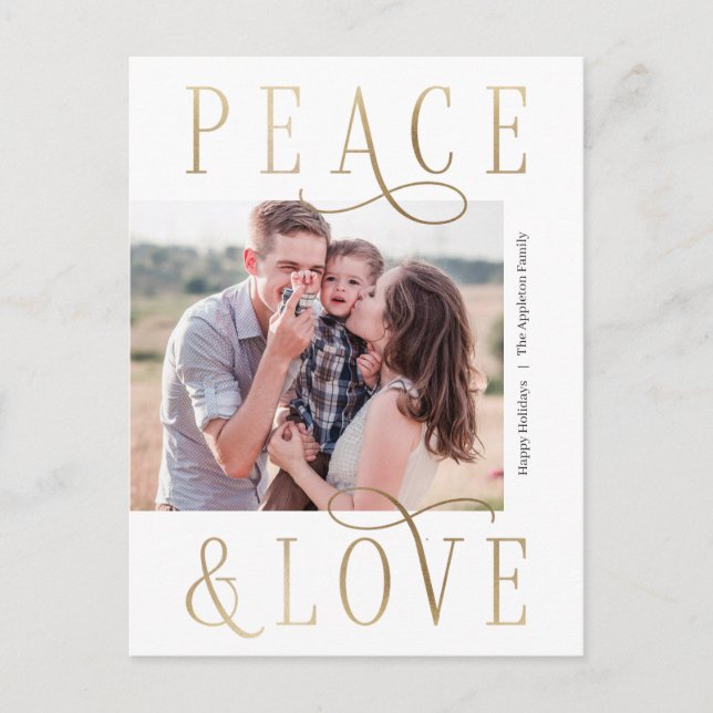 Loving Peace Editable Color Photo Holiday Postcard (Front)
