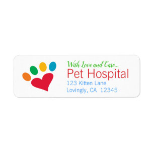Loving Pets Heart Paw Print Return Address Label