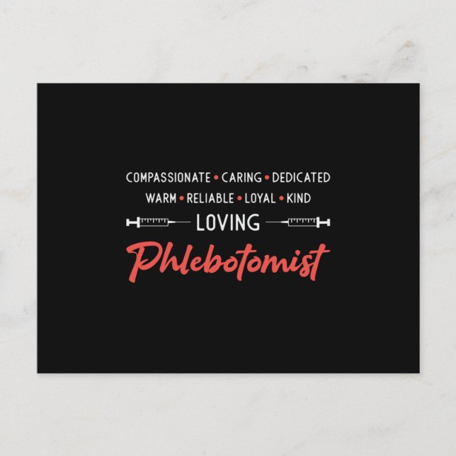 Loving Phlebotomist Phlebotomy Doctor Nurse Gift Postcard (Front)