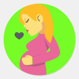 Loving Pregnant Mom Emoji Classic Round Sticker